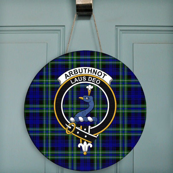 Arbuthnot Modern Tartan Classic Crest Round Wooden Sign