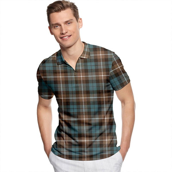 Argyle Campbell Weathered Tartan Classic Lapel Zip Short Sleeve Polo