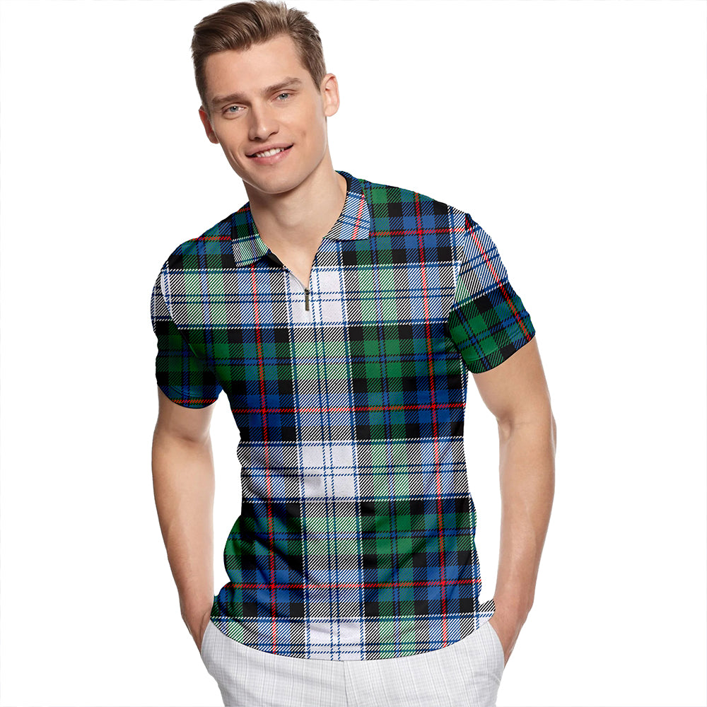 Argyle Dress Tartan Classic Lapel Zip Short Sleeve Polo