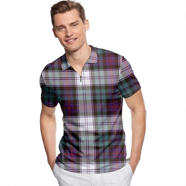 Argyle Dress Weathered Tartan Classic Lapel Zip Short Sleeve Polo