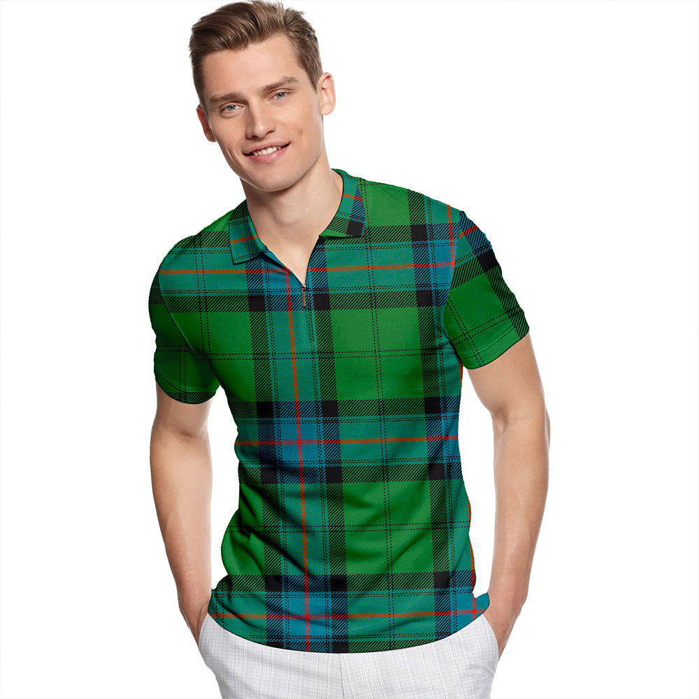 Armstrong Ancient Tartan Classic Lapel Zip Short Sleeve Polo