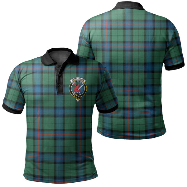 Armstrong Ancient Tartan Crest Polo Shirt Black Neck 2 Style