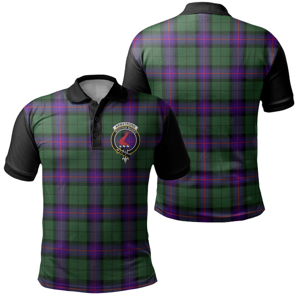 Armstrong Modern Tartan Crest Polo Shirt Black Neck 1 Style