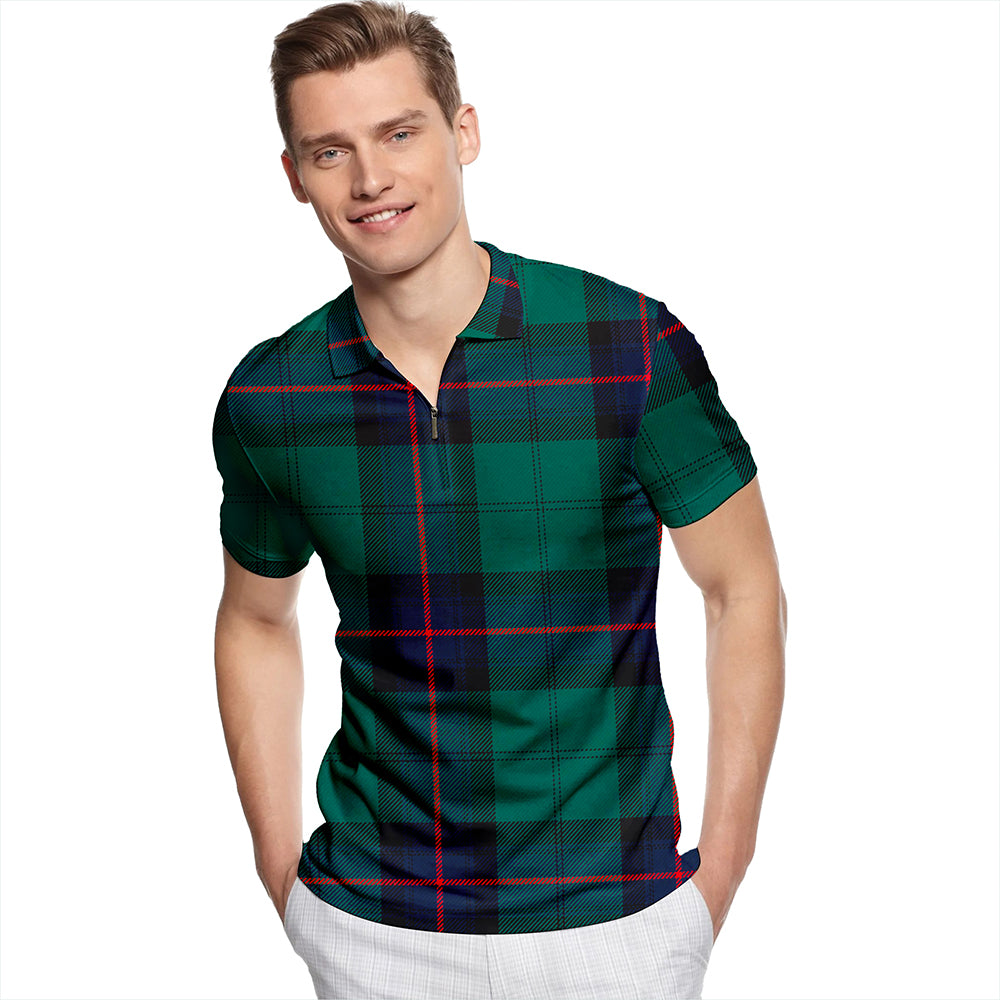 Armstrong Modern Tartan Classic Lapel Zip Short Sleeve Polo