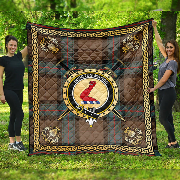 Armstrong Weathered Clan Badge Tartan Premium Quilt Celtic Shield