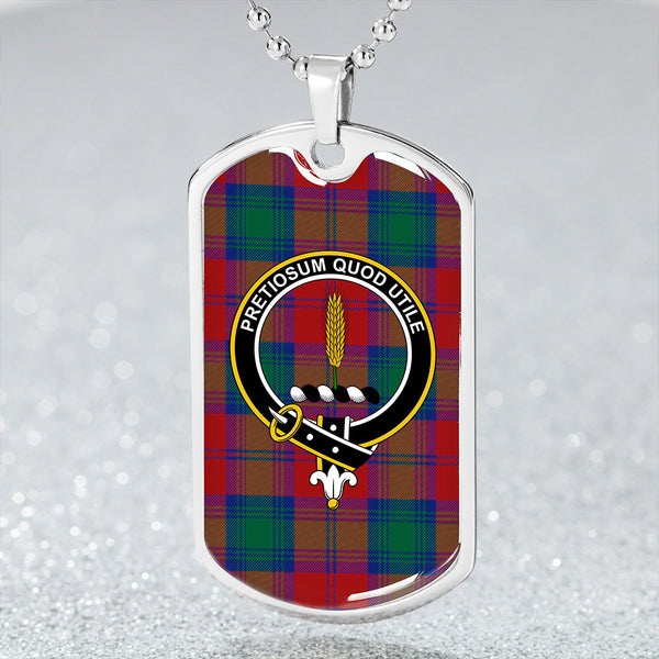 Auchinleck Clan Badge Classic Tartan Dog Tag Necklace