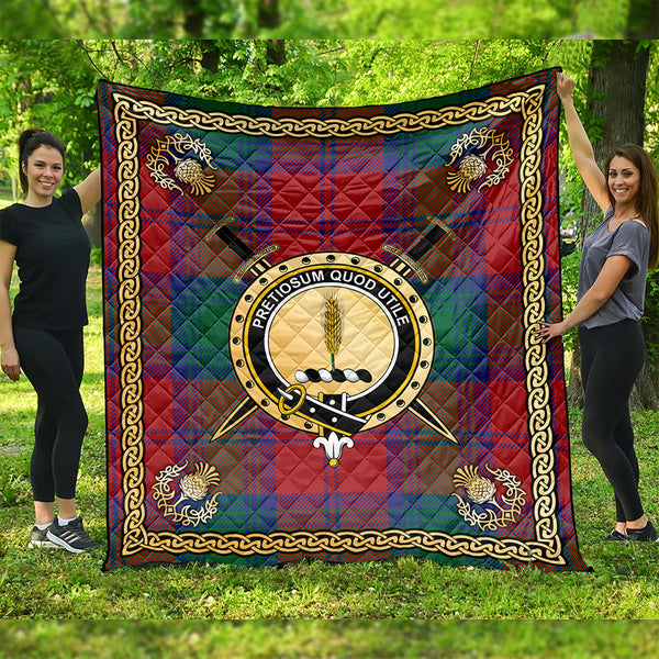 Auchinleck Clan Badge Tartan Premium Quilt Celtic Shield