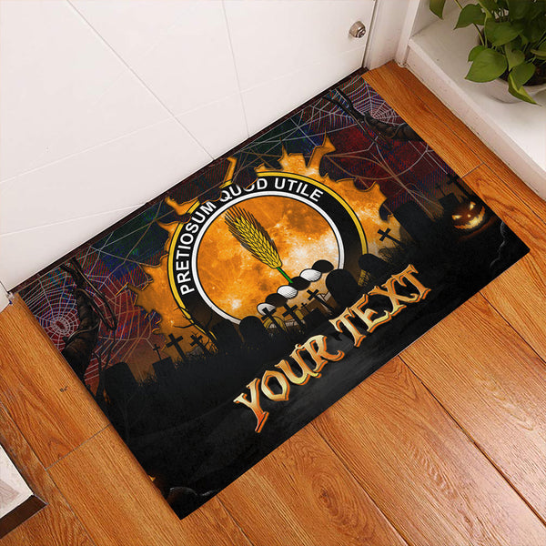 Auchinleck Clan Badge Tartan Personalize Doormat Happy Halloween Style