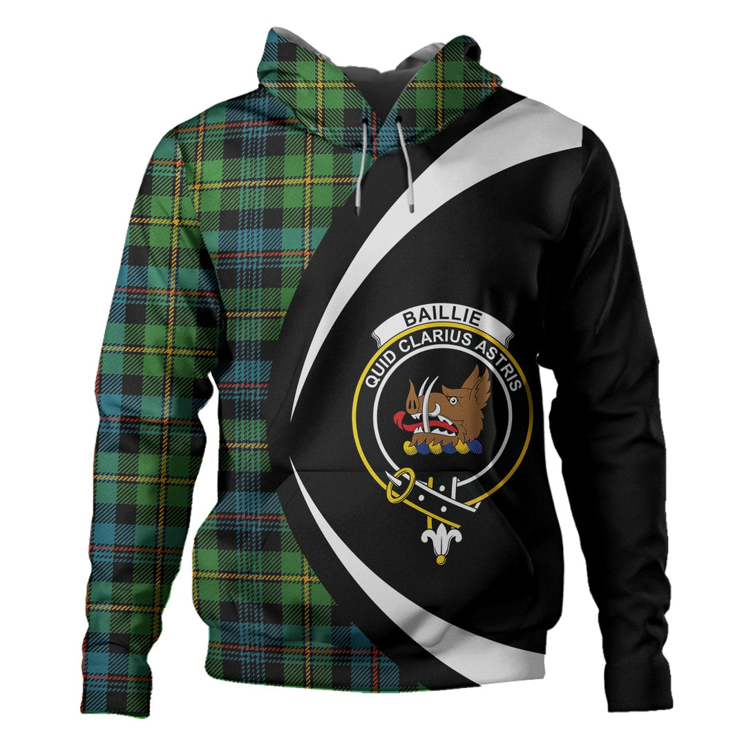 Baillie Ancient Clan Badge Tartan Hoodie Circle Style