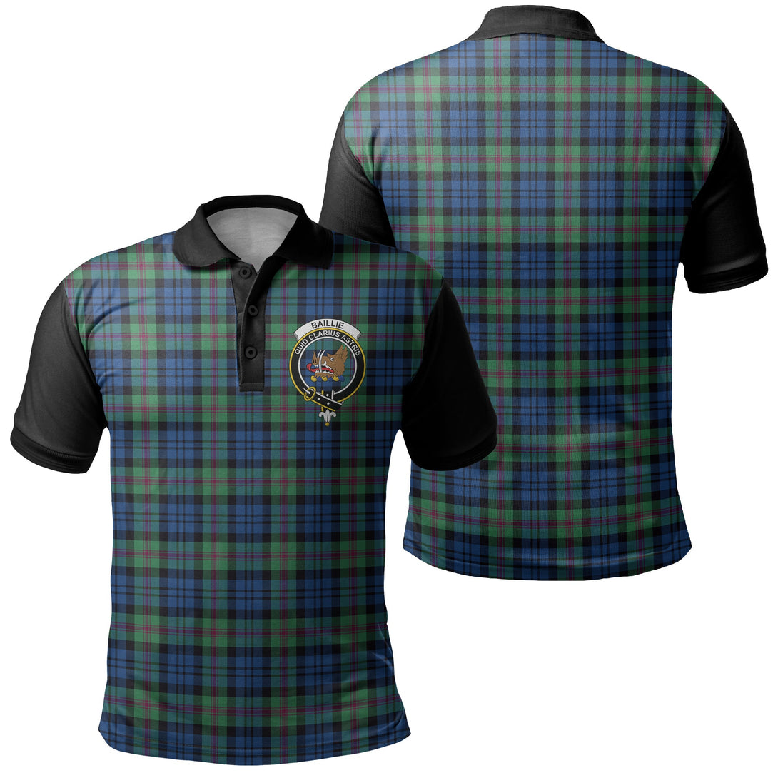 Baillie Ancient Tartan Crest Polo Shirt Black Neck 1 Style