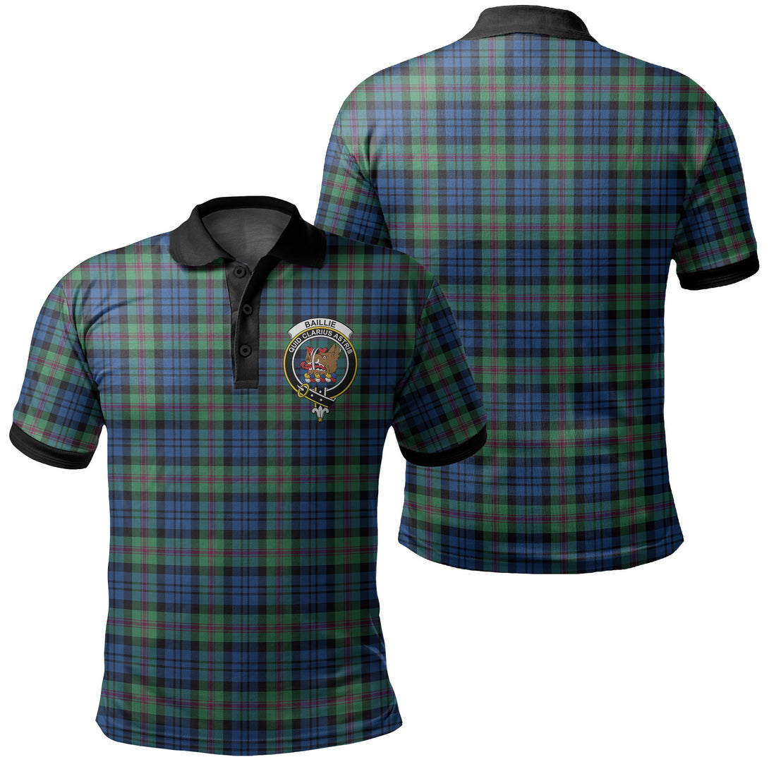 Baillie Ancient Tartan Crest Polo Shirt Black Neck 2 Style