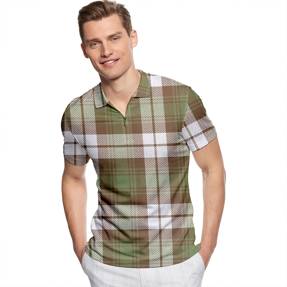 Baillie Dress Ancient Tartan Classic Lapel Zip Short Sleeve Polo