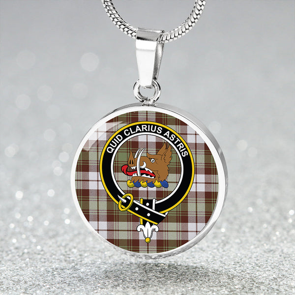 Baillie Dress Weathered Clan Badge Tartan Classic Circle Necklace