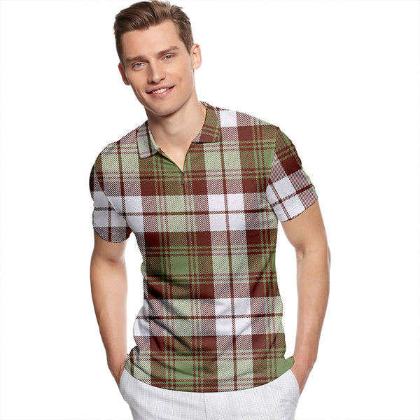 Baillie Dress Weathered Tartan Classic Lapel Zip Short Sleeve Polo