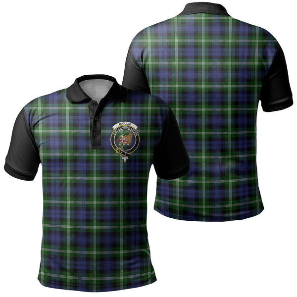 Baillie Modern Tartan Crest Polo Shirt Black Neck 1 Style