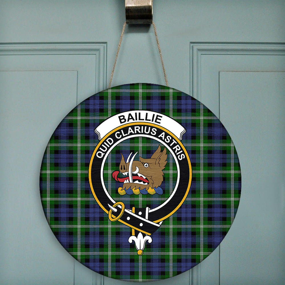 Baillie Modern Tartan Classic Crest Round Wooden Sign