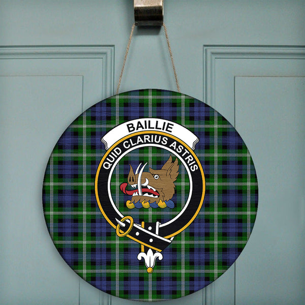 Baillie Modern Tartan Classic Crest Round Wooden Sign