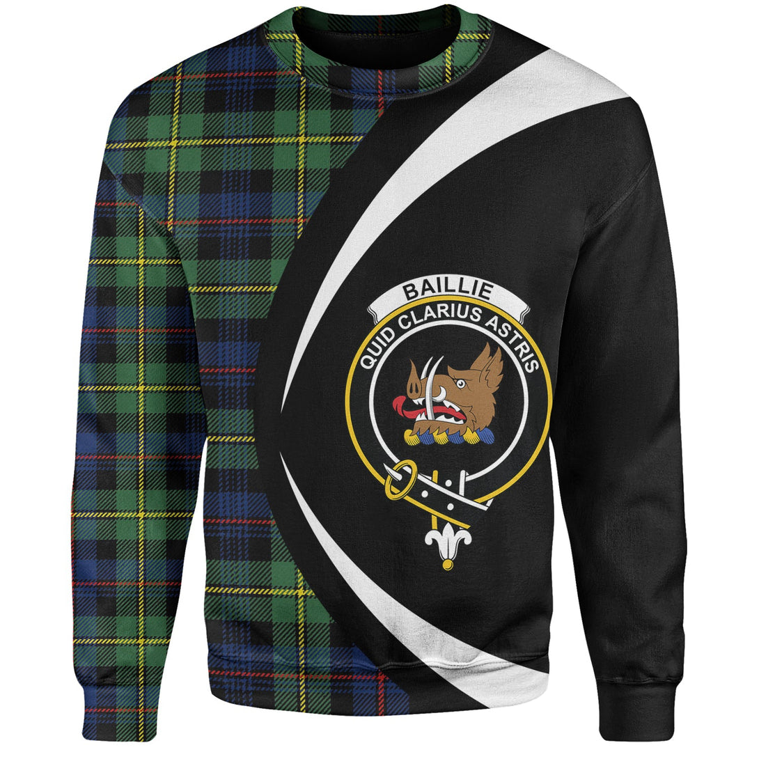 Baillie Modern Clan Badge Tartan Sweatshirt Circle Style Personalized