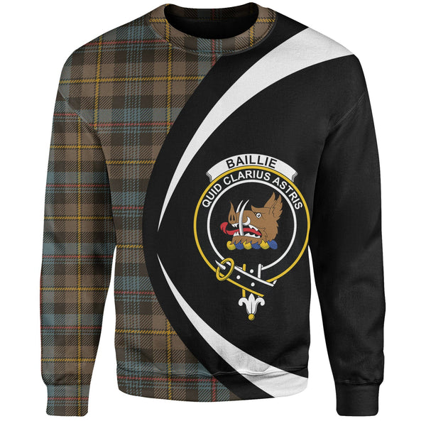 Baillie Weathered Clan Badge Tartan Sweatshirt Circle Style Personalized