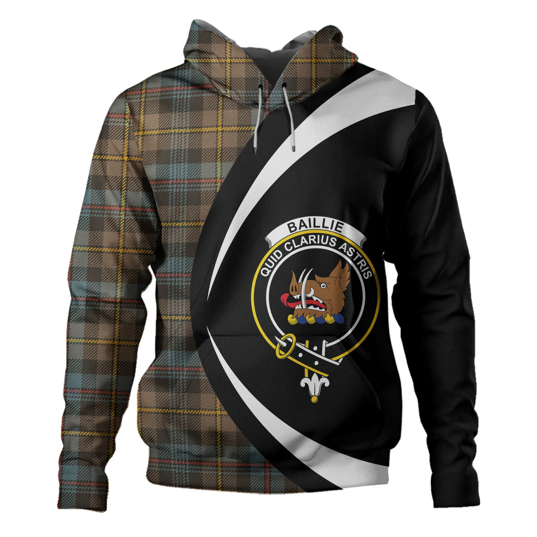 Baillie Weathered Clan Badge Tartan Hoodie Circle Style