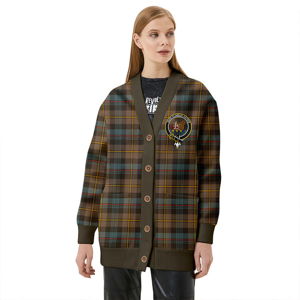 Baillie Weathered Clan Badge Tartan V-neck Cardigan