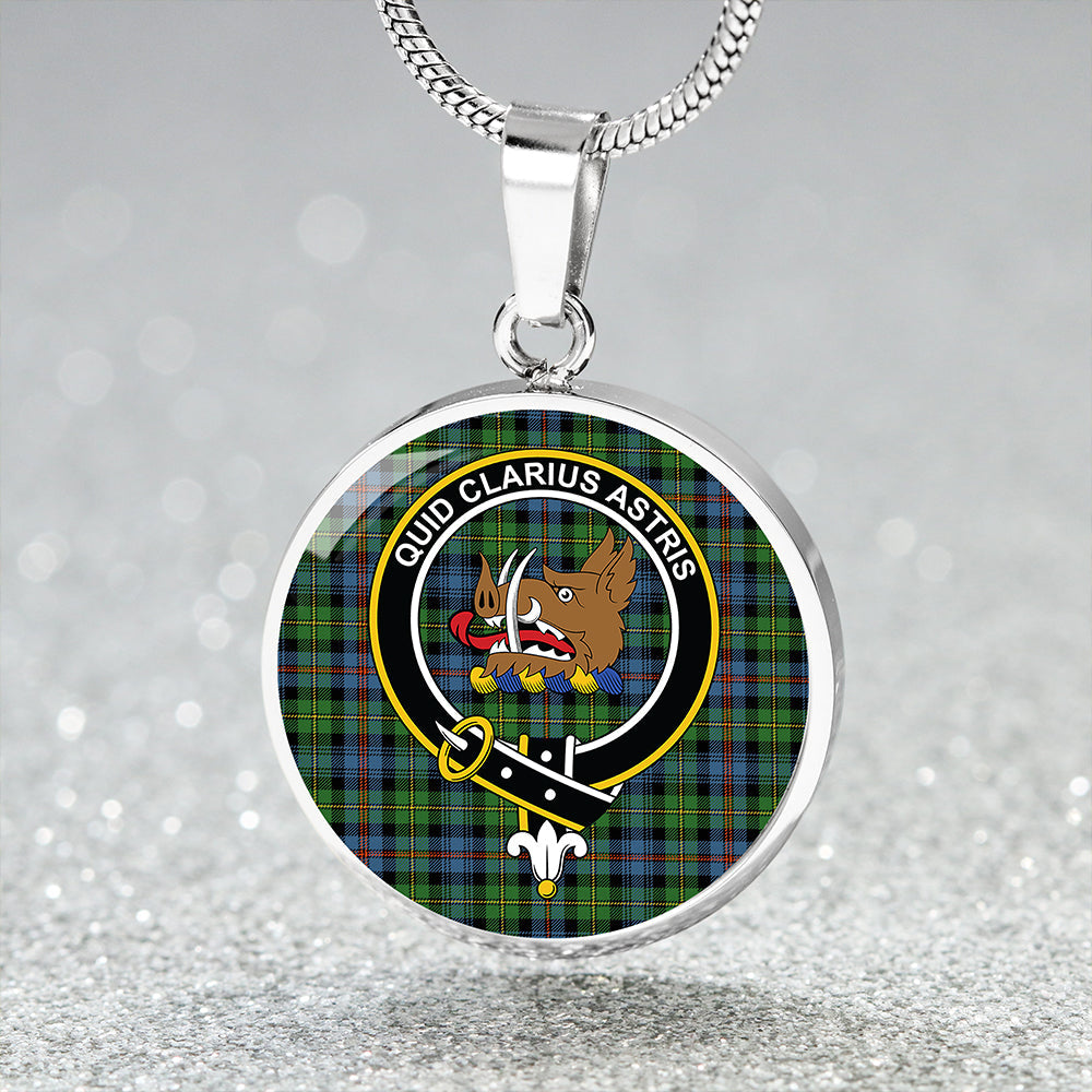 Baillie of Lamington Clan Badge Tartan Classic Circle Necklace