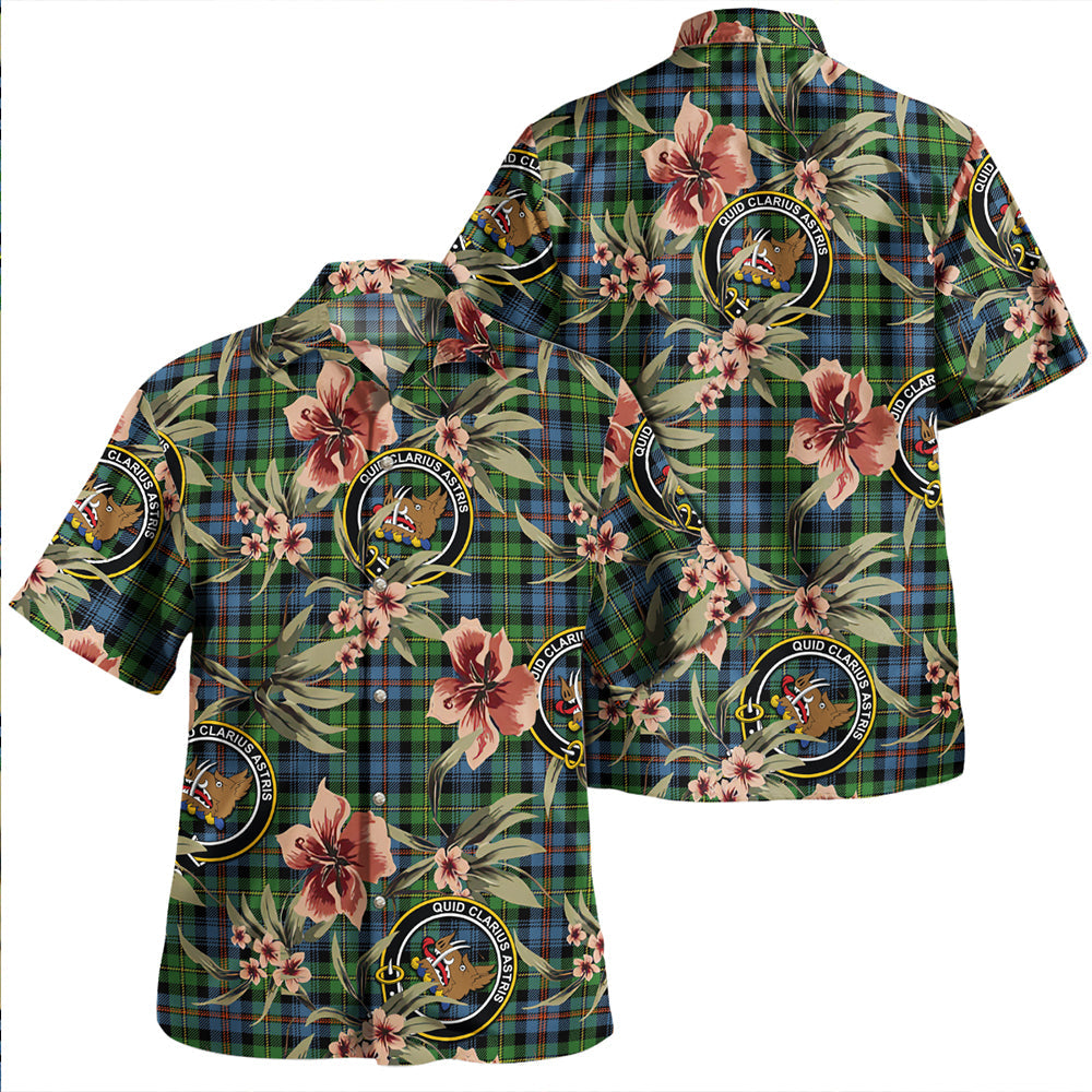 Baillie of Lamington Weathered Clan Badge Tartan Aloha Hawaiian Shirt Tropical Old Style