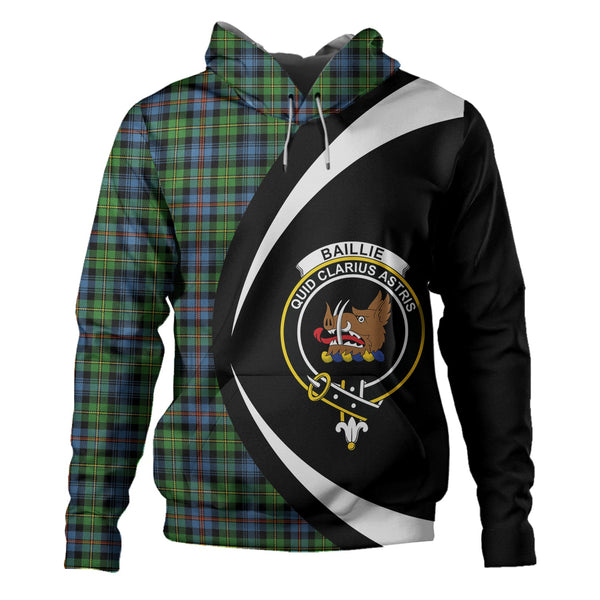 Baillie of Lamington Clan Badge Tartan Hoodie Circle Style