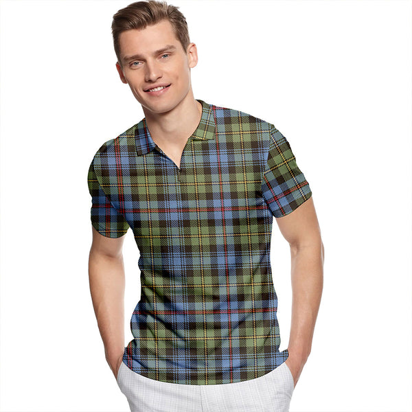 Baillie of Lamington Weathered Tartan Classic Lapel Zip Short Sleeve Polo