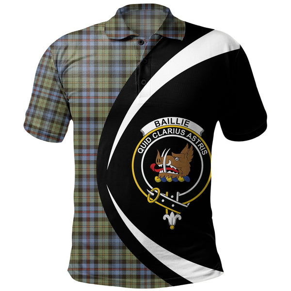 Baillie of Lamington Weathered Clan Badge Tartan Polo Shirt Circle Style Personalized