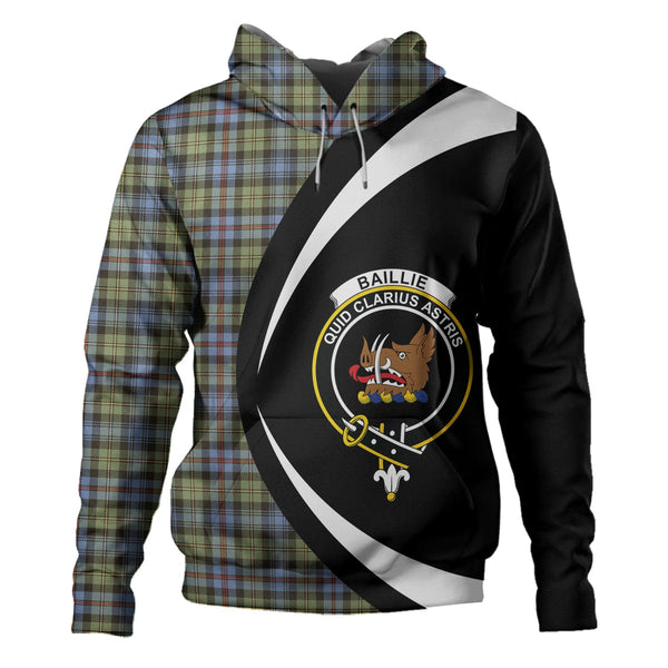 Baillie of Lamington Weathered Clan Badge Tartan Hoodie Circle Style