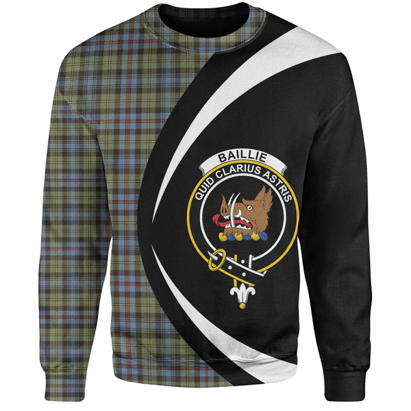 Baillie of Lamington Weathered Clan Badge Tartan Sweatshirt Circle Style Personalized