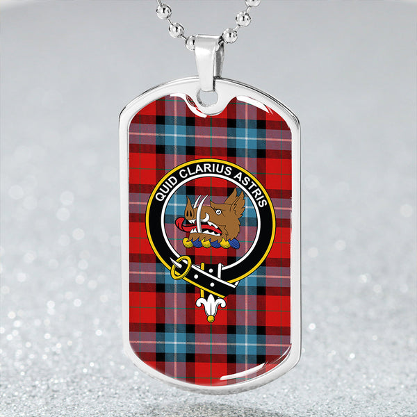 Baillie of Polkemmet Red Weathered Clan Badge Classic Tartan Dog Tag Necklace