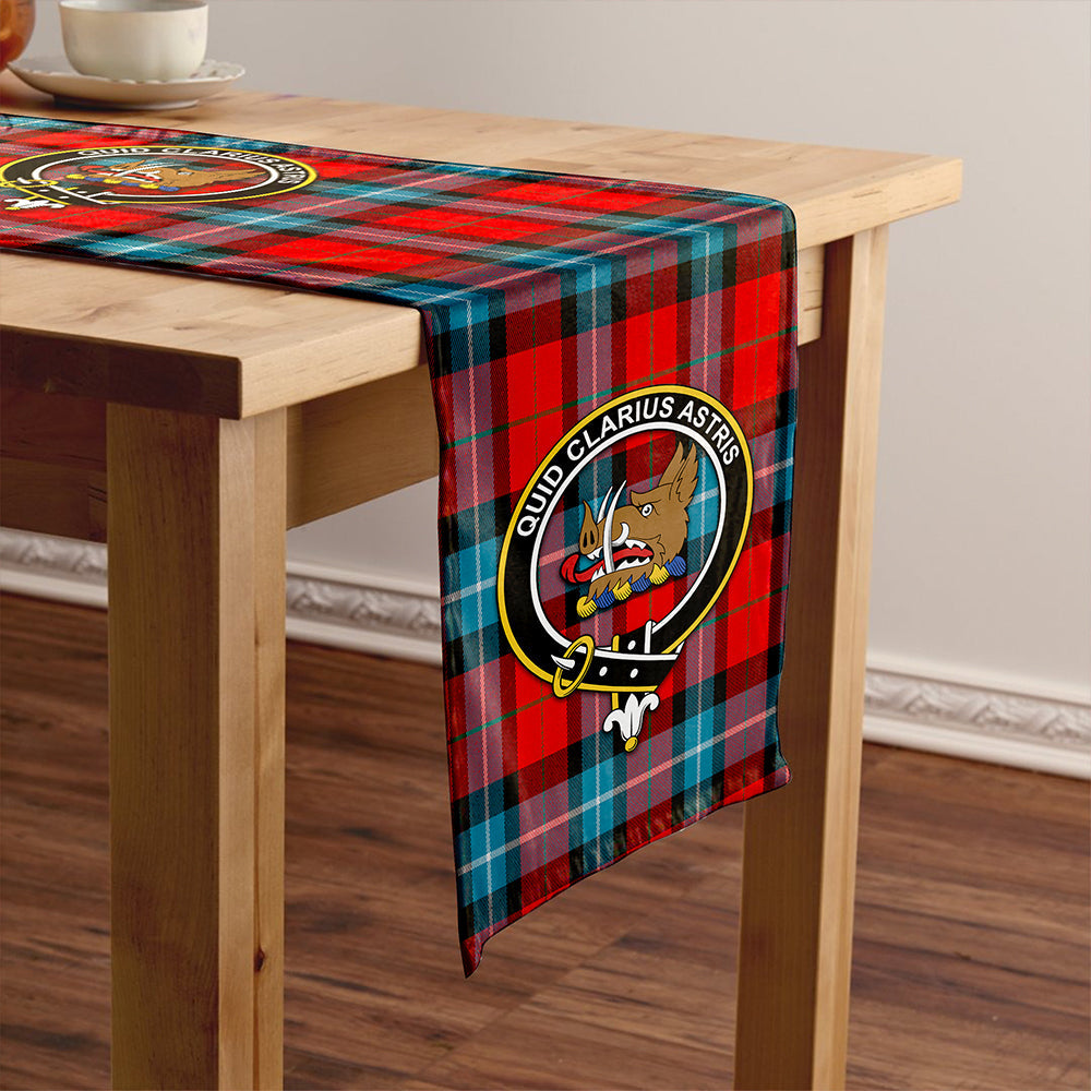 Baillie of Polkemmet Red Weathered Clan Badge Tartan Table Runner