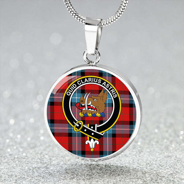 Baillie of Polkemmet Red Clan Badge Tartan Classic Circle Necklace