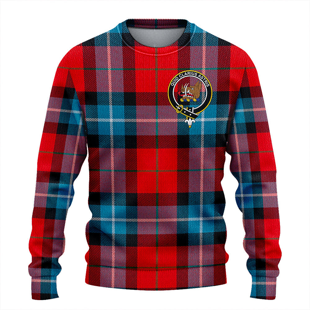 Baillie of Polkemmet Red Weathered Clan Badge Tartan Knitted Sweater