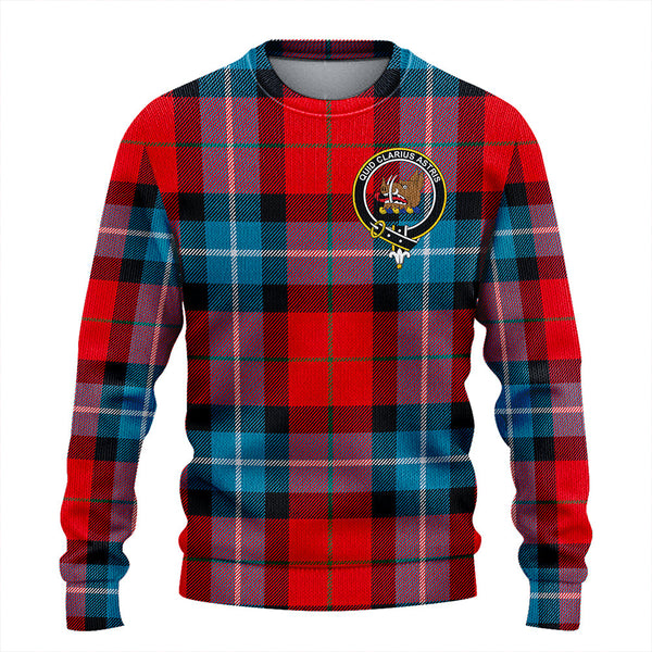 Baillie of Polkemmet Red Weathered Clan Badge Tartan Knitted Sweater