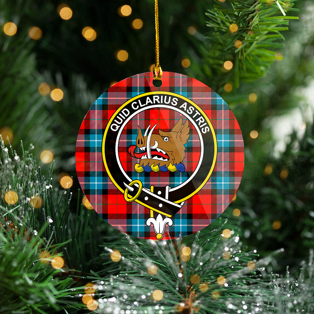 Baillie of Polkemmet Red Weathered Clan Badge Tartan Plastic Christmas Ornaments