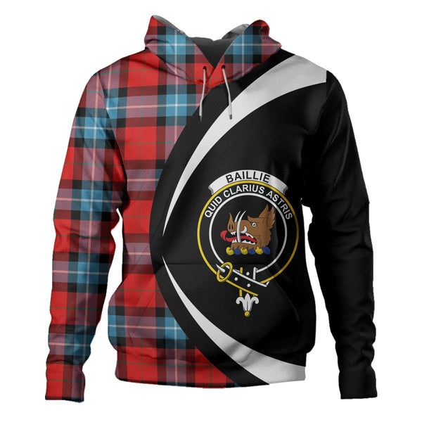 Baillie of Polkemmet Red Clan Badge Tartan Hoodie Circle Style