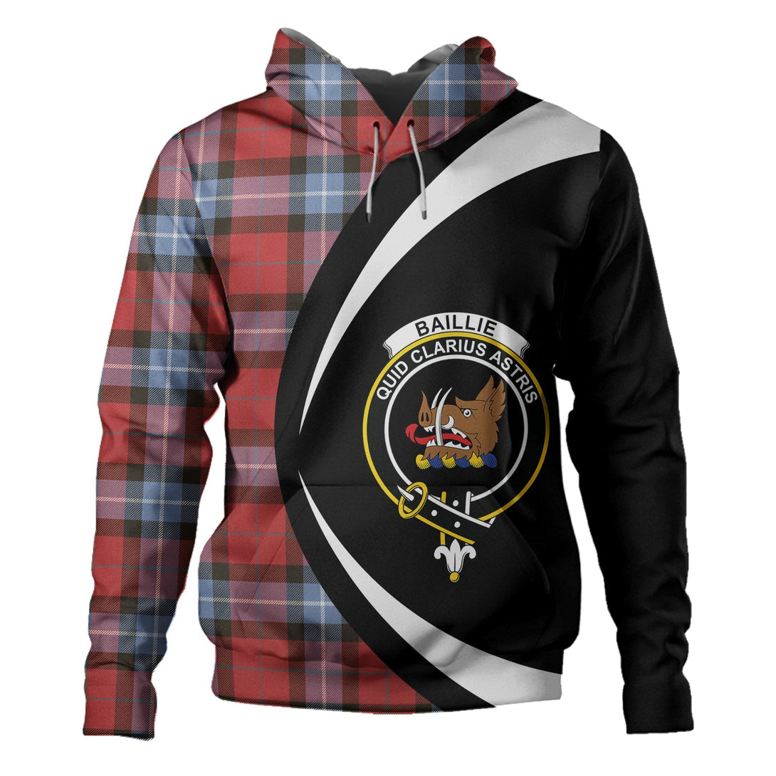 Baillie of Polkemmet Red Weathered Clan Badge Tartan Hoodie Circle Style