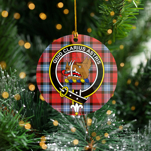 Baillie of Polkemmet Red Clan Badge Tartan Plastic Christmas Ornaments