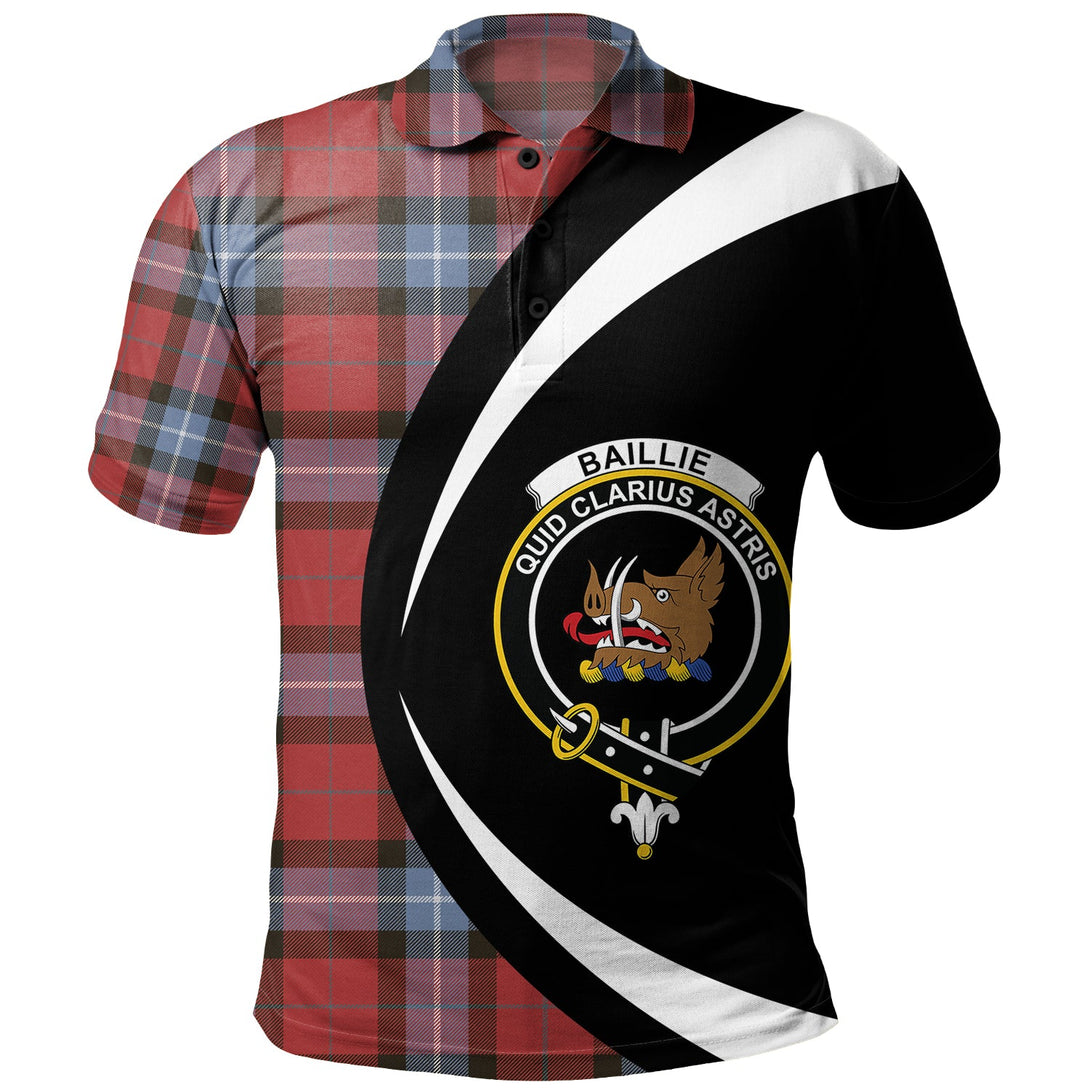 Baillie of Polkemmet Red Weathered Clan Badge Tartan Polo Shirt Circle Style Personalized