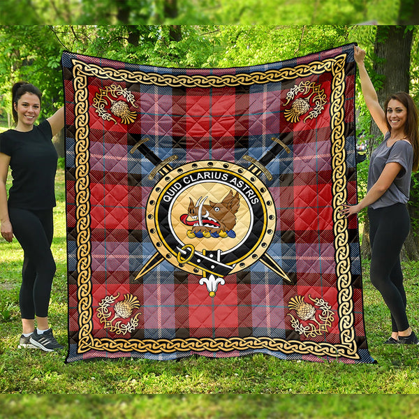 Baillie of Polkemmet Red Clan Badge Tartan Premium Quilt Celtic Shield