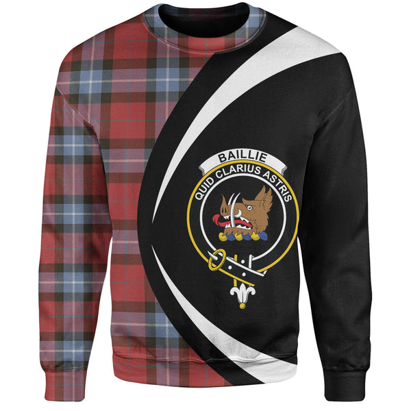 Baillie of Polkemmet Red Weathered Clan Badge Tartan Sweatshirt Circle Style Personalized