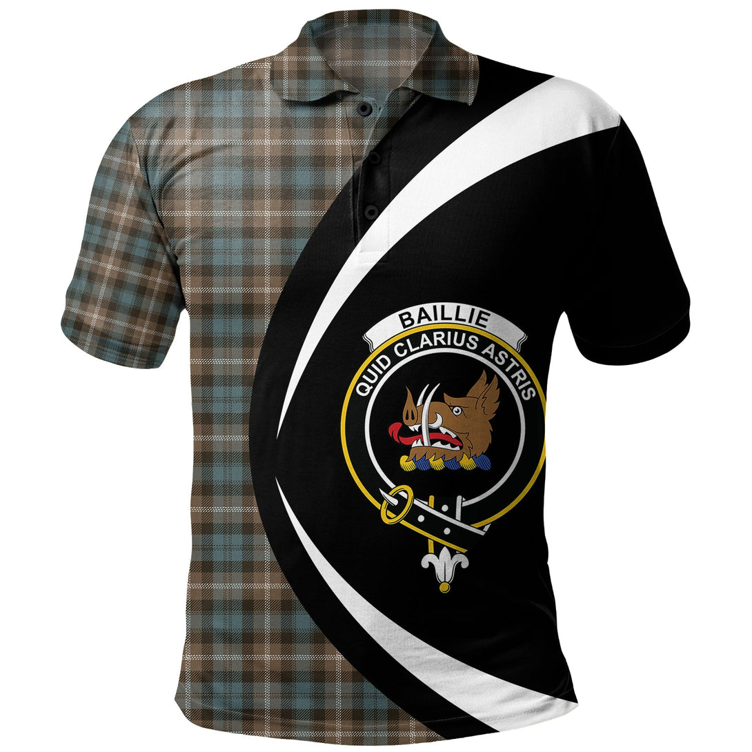 Baillie of Polkemmet Weathered Clan Badge Tartan Polo Shirt Circle Style Personalized