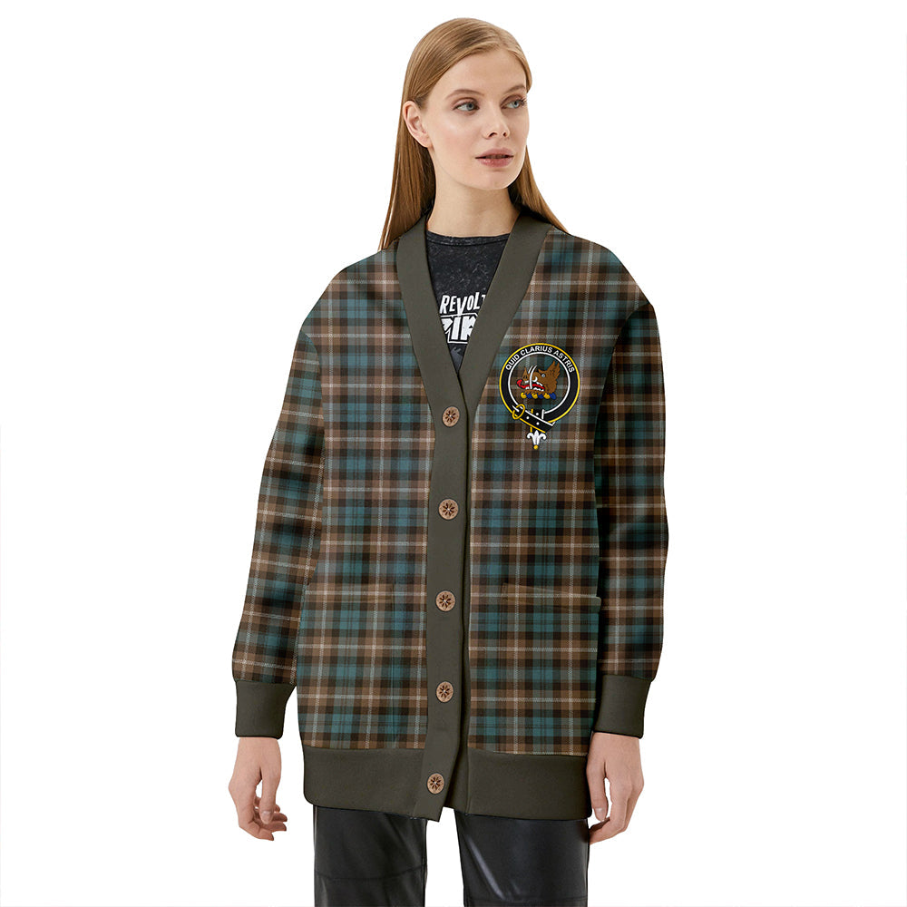 Baillie of Polkemmet Weathered Clan Badge Tartan V-neck Cardigan