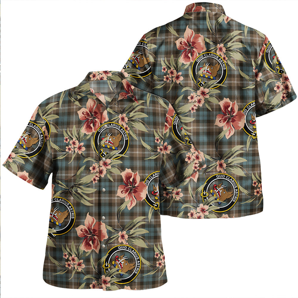 Baillie of Polkemmet Weathered Clan Badge Tartan Aloha Hawaiian Shirt Tropical Old Style