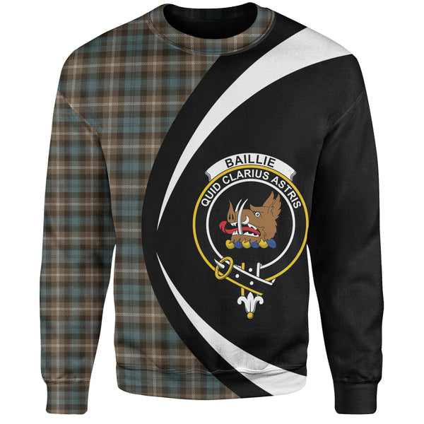 Baillie of Polkemmet Weathered Clan Badge Tartan Sweatshirt Circle Style Personalized