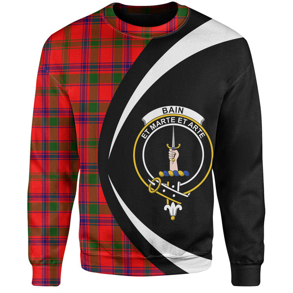 Bain Clan Badge Tartan Sweatshirt Circle Style Personalized