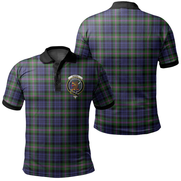 Baird Modern Tartan Crest Polo Shirt Black Neck 2 Style